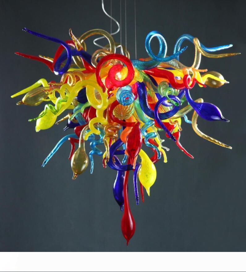 Crystal Chandelier Colorful Beautiful Blown Murano Glass Pendant Lighting 900-1200lm Energy Saving G9 LED Light for Bathroom Decor