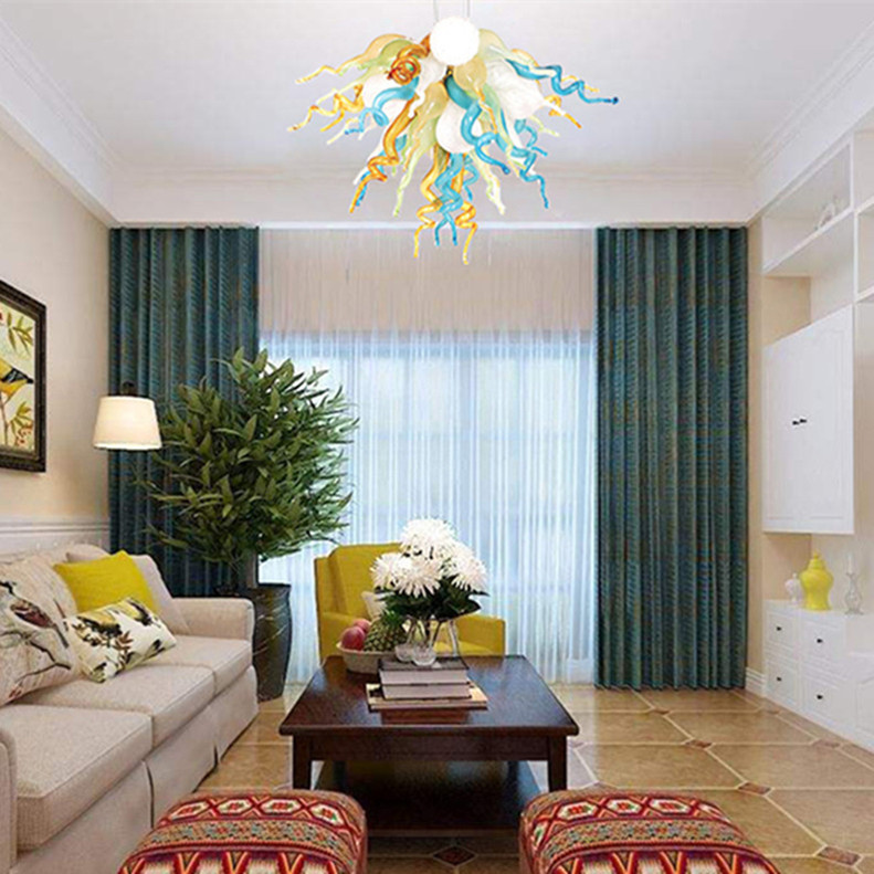 crystal chandelier lighting blown glass pendant light LED G9 lamparas multi colored 28 inches modern wide lamp for bedroom home decoration

multi-colored 28-inch modern LED G9 chandelier with blown...