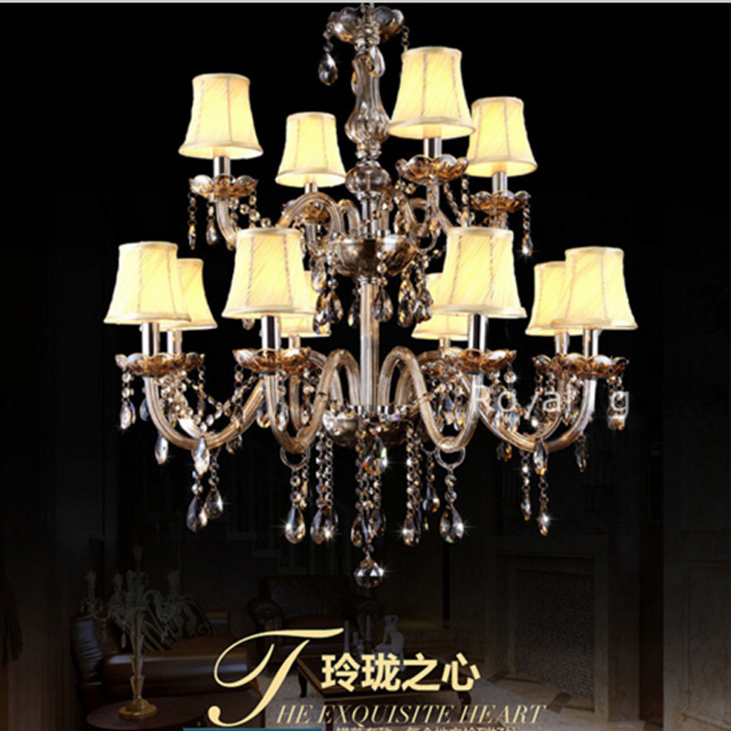 Crystal chandeliers for living rooms, dining areas, bars, villas, staircases, and hotel lobbies with colored glass, diamonds, and LED lighting