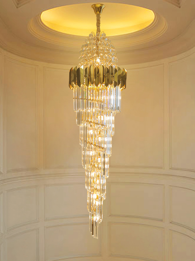 Crystal Chandeliers Staircase Light Villa Duplex Floor Living Room Hotel Lobby Large Crystal Chandelier Lighting Modern Luxury High Quality

Elegant crystal chandeliers illuminating staircases, vil...
