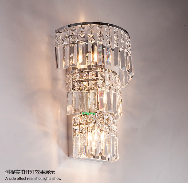 Crystal Wall Lamp Light Luxury Post Modern Simple Living Room Background Wall Bedroom Bedside Corridor Led Sconce Lamps E14