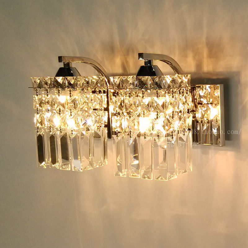 Crystal wall sconces with K9 LED lighting for modern bedroom and hallway decor