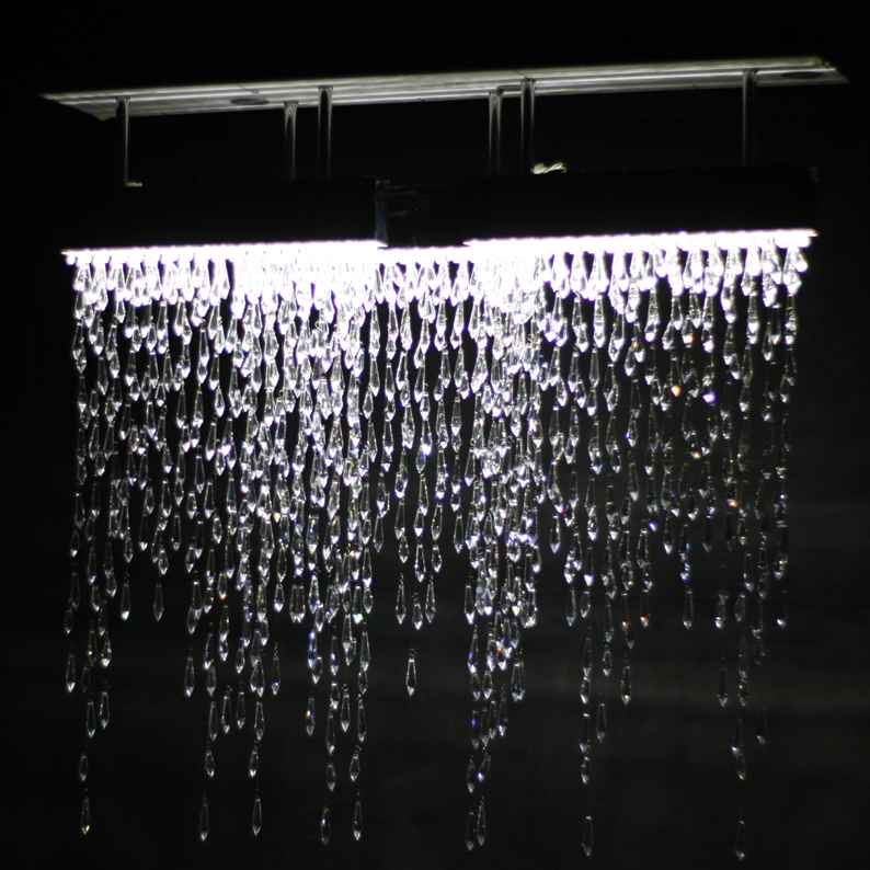 Crystalline Icicles Triple Chandelier: 42.5" tall, 44" wide, radiating cool sparkling brilliance