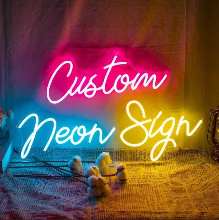 Custom LED neon signs personalized with your name for weddings, bedrooms, home bars, and wall decorations