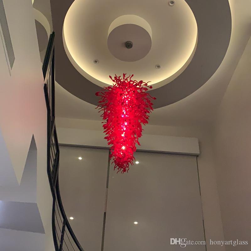 Customized large handmade Italian-style Murano glass chandelier with curly designs for staircase or ceiling lighting
