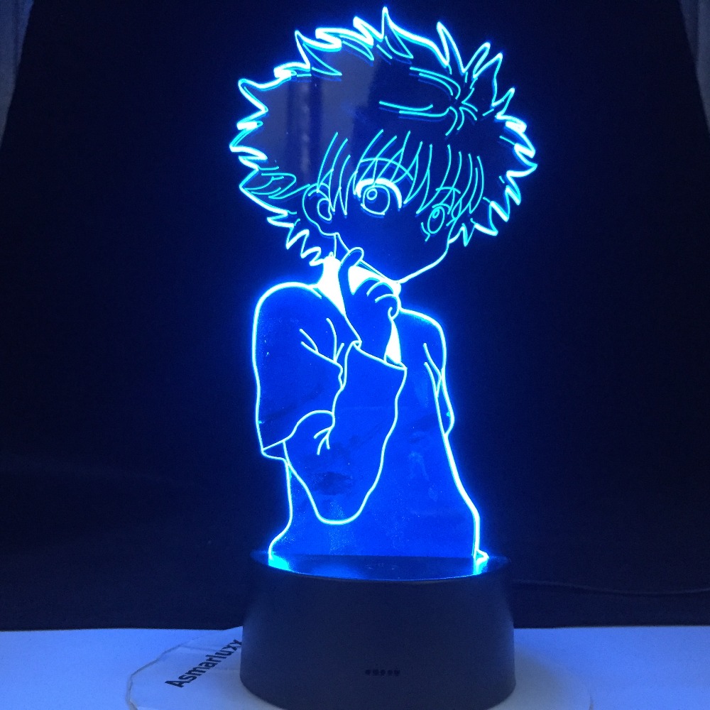Cute 3D Hunter X Hunter acrylic LED night light with touch control for kids' bedroom decor, ideal for dropshipping