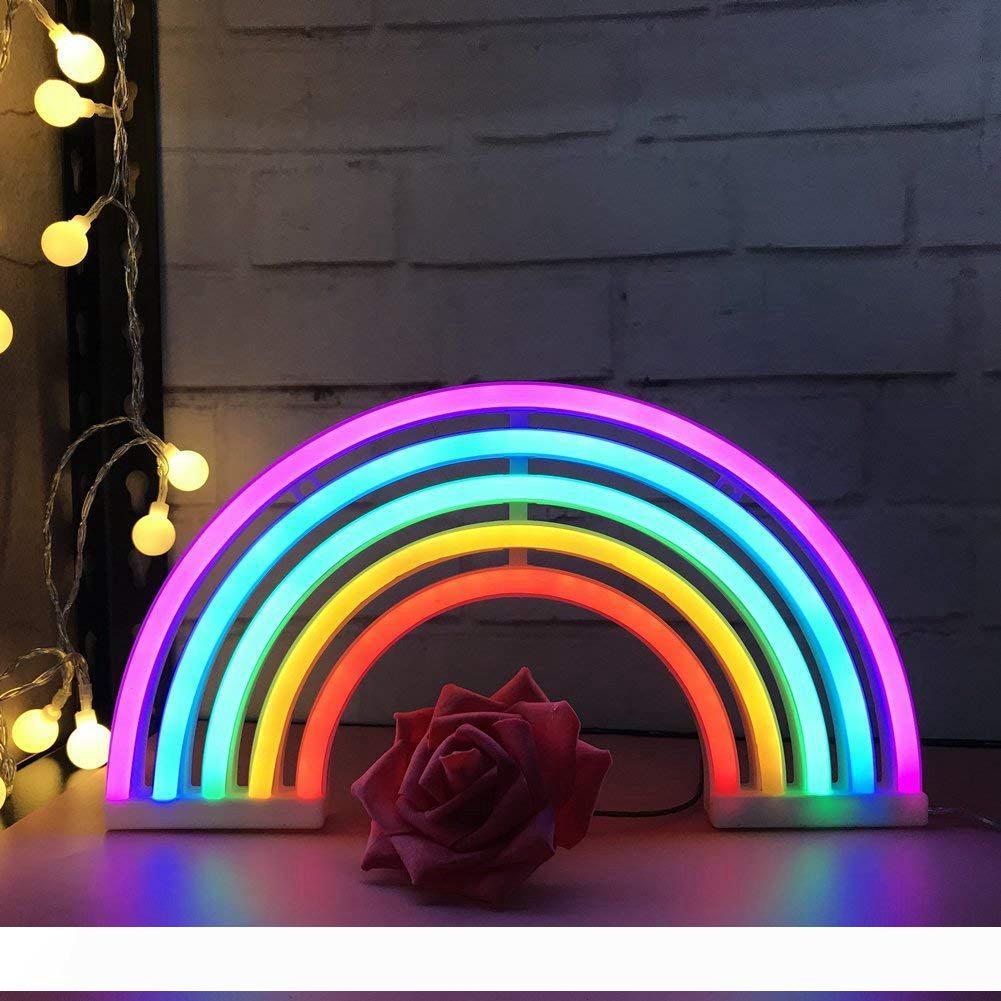 Cute LED rainbow light for girls' room decor, festive neon wall lamp