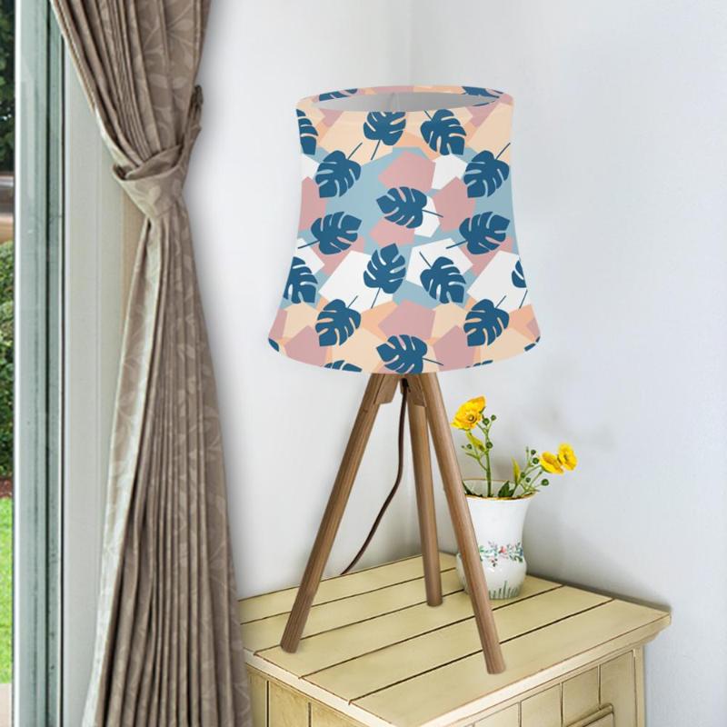 Cylindrical leaf-patterned lamp shades for table and ceiling pendant lighting