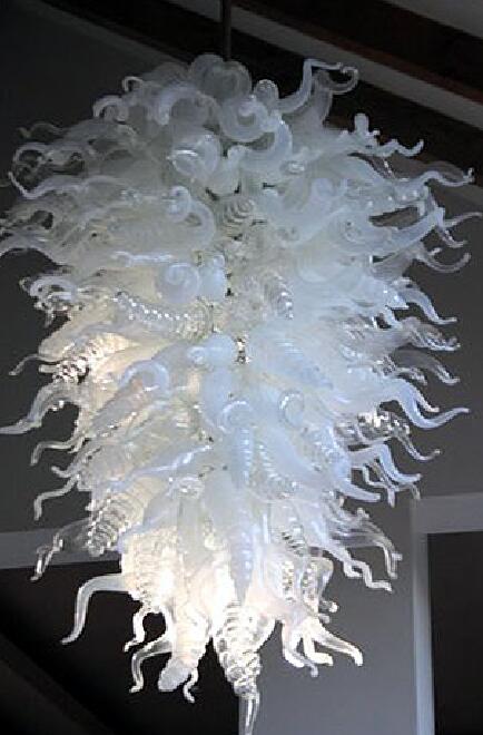 Decorative White and Clear Glass Chandeliers Lamp Lighting Living Room Modern Pendant Lamps Unique Designer Hand Blown Large Crystal Chandelier