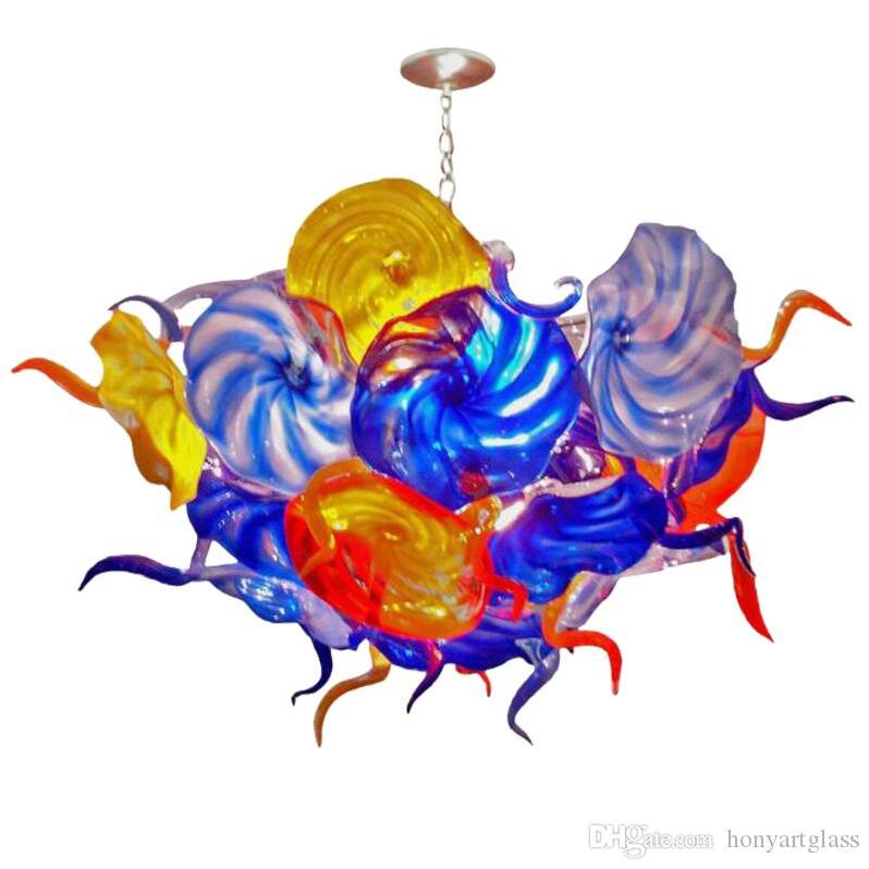 Design Colored Murano Chandeliers Lamp Creative Hotel Home Decor Blown Glass Luxury Large Chandelier Plate Light