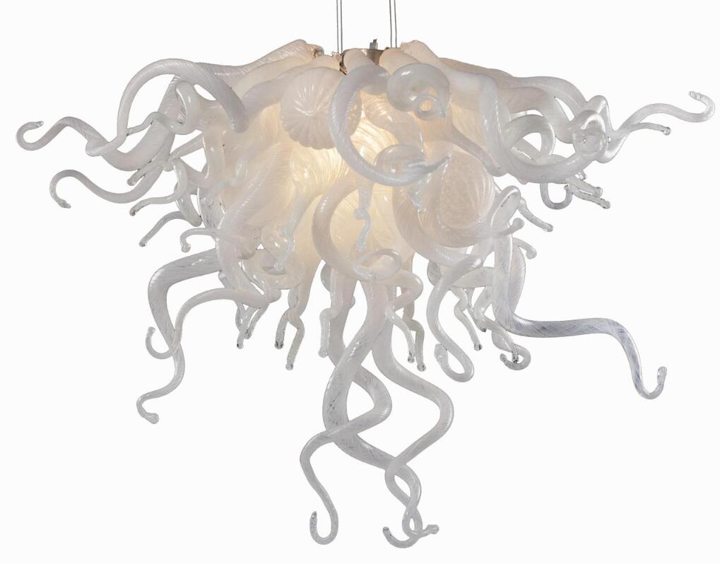 Design Lamps Pure White Wedding Decor Small Crystal Chandeliers LED light Source Hand Blown Murano Glass Pendant Chandelier