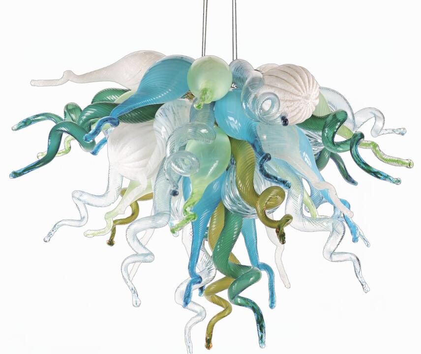 Design Mini Small Lamps Pendant Chandeliers Cool Tones Murano 100% Hand Blown Glass Chandelier Lighting