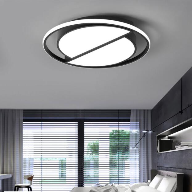 Dimmable LED ceiling light in modern black design, perfect for living rooms and kitchens