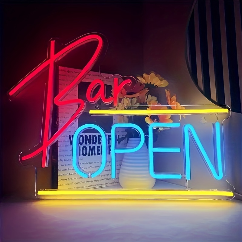 Dimmable LED "We're Open" neon sign with on/off switch, bright and highly visible for commercial use