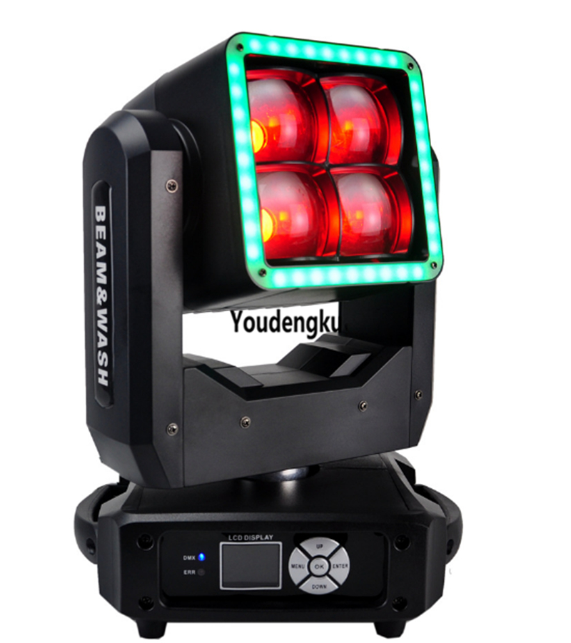DJ LED stage lights with 4X60W RGBW 4-in-1 zoom moving head beam and wash effects