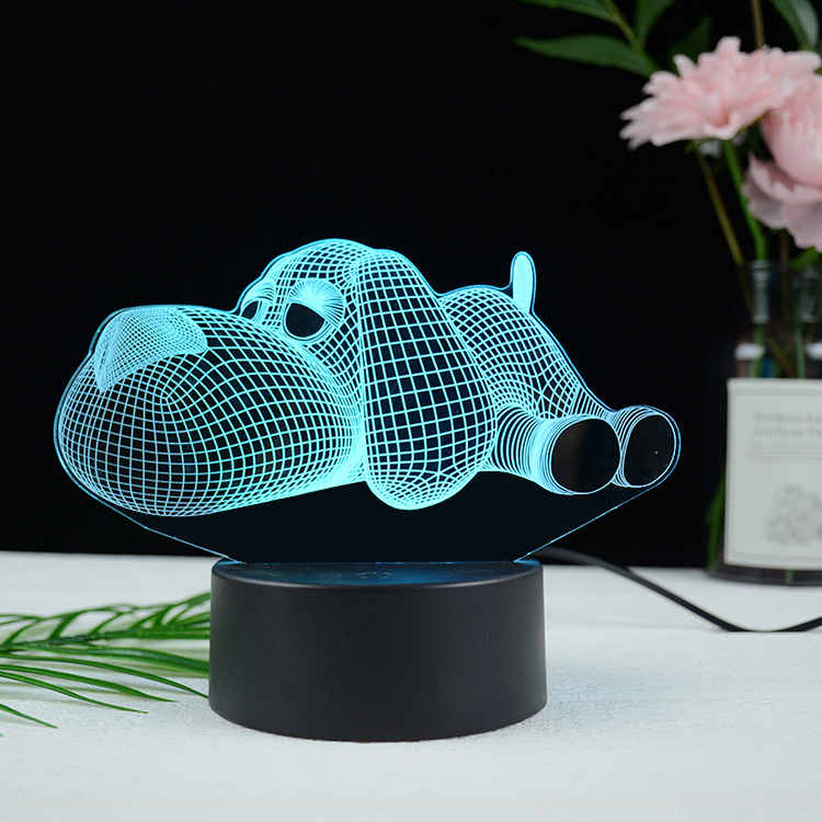 Dog-shaped 3D LED night light, a cute acrylic animal decorative lamp for kids' rooms or display stands