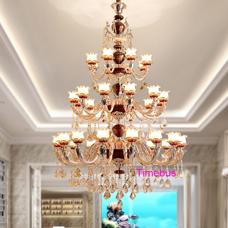 Duplex Building Lamps Large Crystal Chandelier European Style Villa Living Room Stair Luxurious Crystal Lamp Hotel High Grade Three Layers Lighting

Elegant duplex crystal chandelier with three-tie...