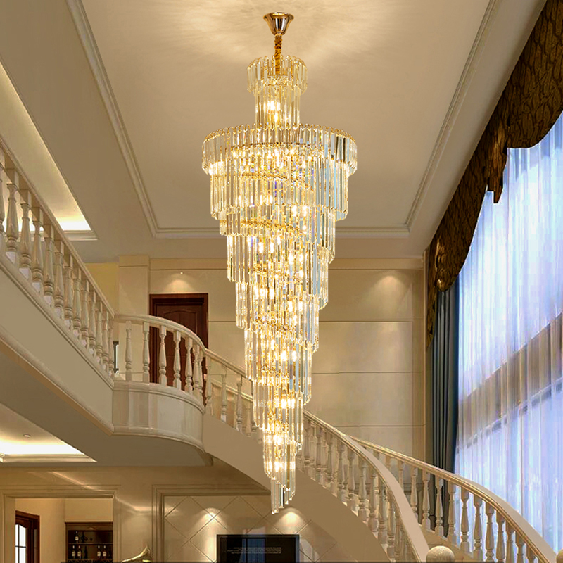 Duplex Villa Spiral Staircase Chandelier Long Chandelier Lighting Modern Building Middle Living Room Large Gold Crystal Pendant Lamp Ceiling

Elegant gold crystal pendant chandelier lighting for mo...