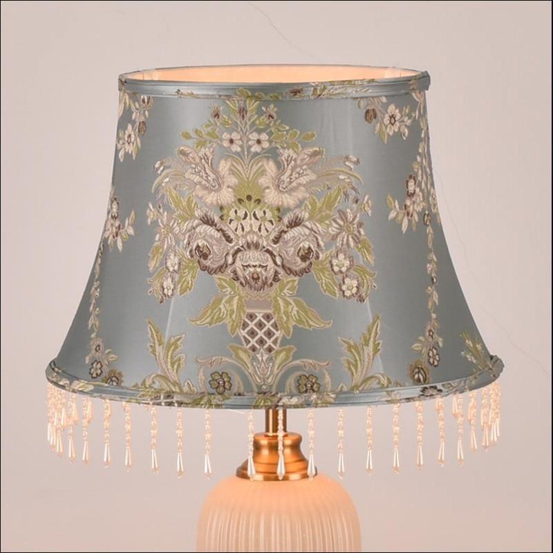 E27 Art Deco fabric lampshade in blue print for modern table and floor lamps