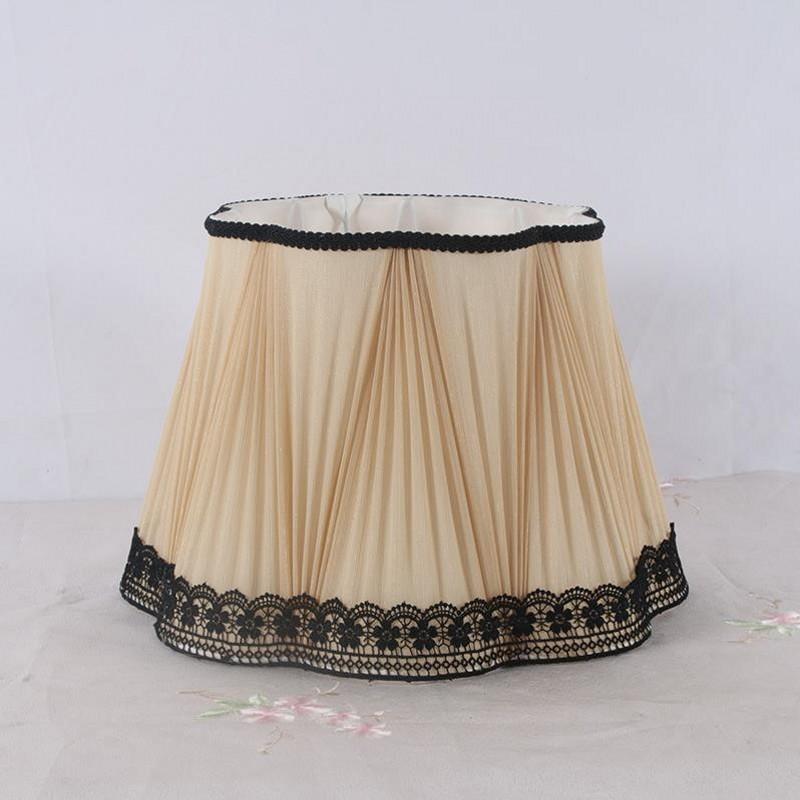 E27 Art Deco floor lamp shade with 39cm silk fabric cover in modern beige style