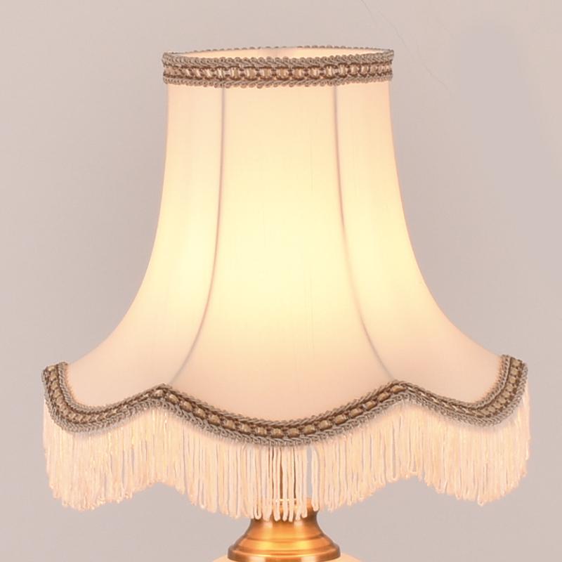 E27 Art Deco tassel lampshade in beige/green fabric for modern table or floor lamps