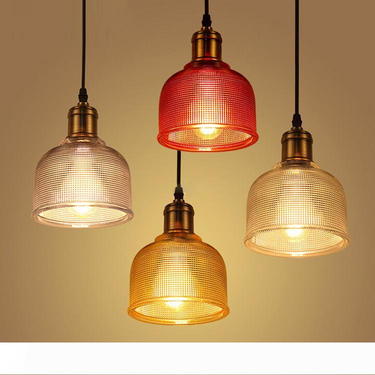 E27 dining room pendant light with colorful glass and simple LED design for restaurant or bar decoration