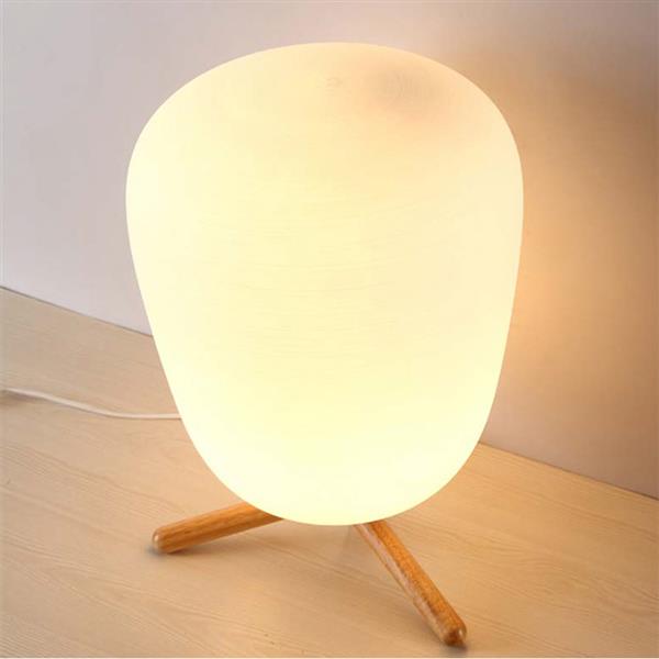 E27 Ultra Modern Mini Fashion Frosted Glass Lampshade with Wooden Bracket and Light for Study Table, US Plug