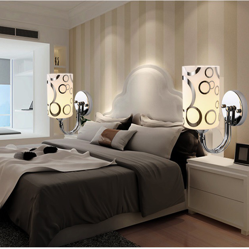 E27 Wall Lamp Modern Simple Style LED Bedside Glass Wall Light For Bedroom Fixture