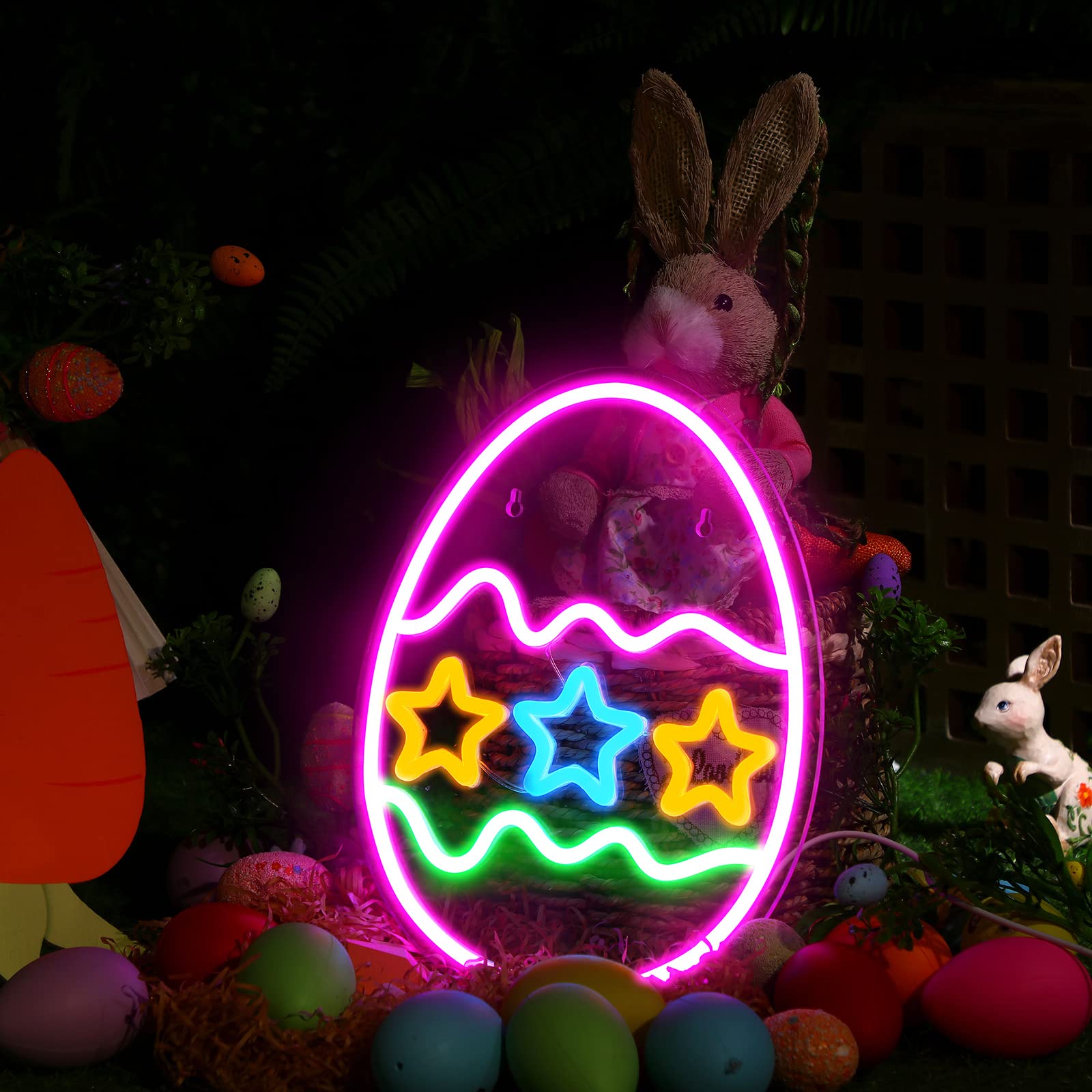Easter Egg LED Neon Signs for Spring Decor - USB-powered Wall Lights for Living Room, Bedroom, or Party Gifts