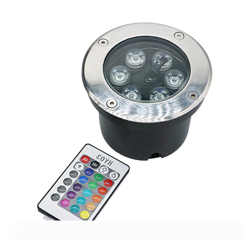 Edison2011 6W 9W AC 85-265V LED underground lamp with 24-key RGB controller, IP67 waterproof for garden lighting