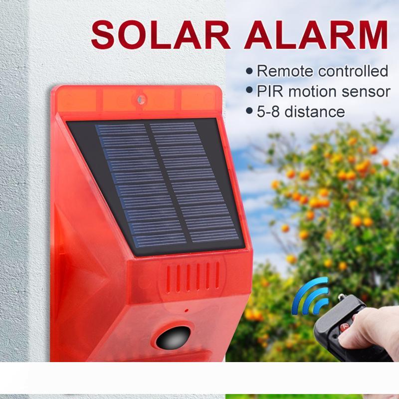 Edison2011 Solar Strobe Light with 8 LEDs, Motion Sensor, and 129dB Security Siren Alarm