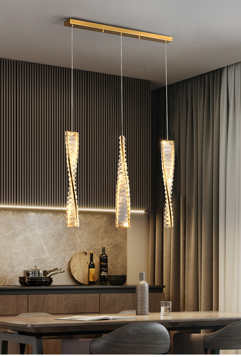Elegant crystal pendant lights for luxurious restaurants, stylish hotel bars, and chic home decor in bedrooms or living rooms, featuring long hanging LED chandeliers perfect for cafes