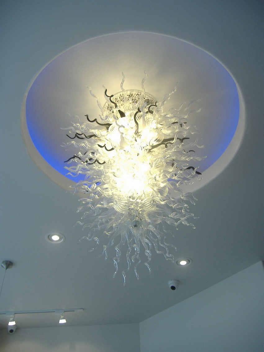Elegant Decor Home Lamps Clear New Hand Blown Glass Chihuly Style Chandelier Lighting