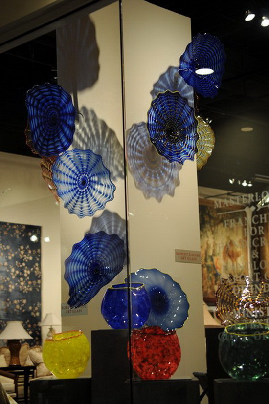 Elegant glass wall lamps featuring Chihuly Murano flower designs for hotel hall decoration