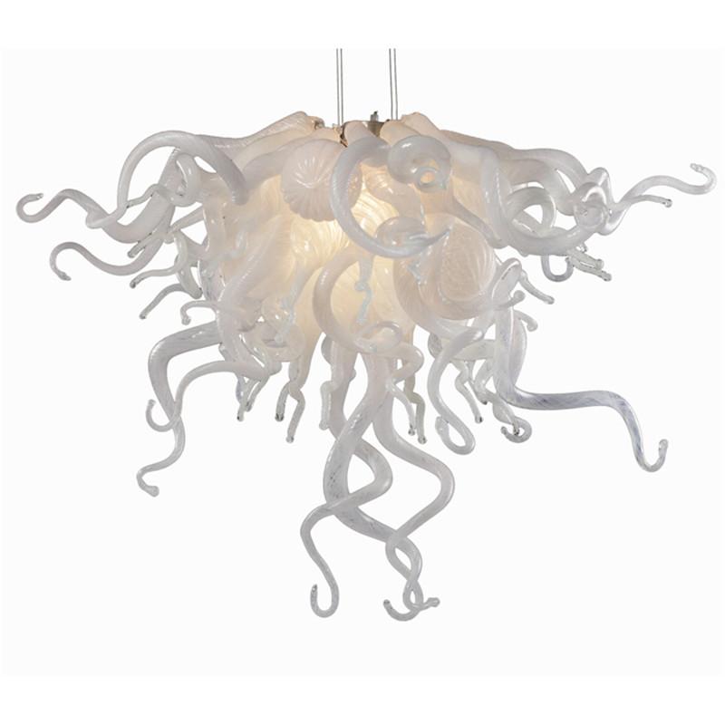Elegant milky white glass blown chandeliers for modern indoor lighting decor