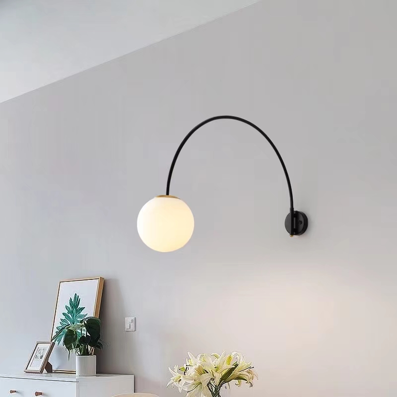 Elegant Nordic-style ceiling LED reading lamp with adjustable swing arm for versatile use