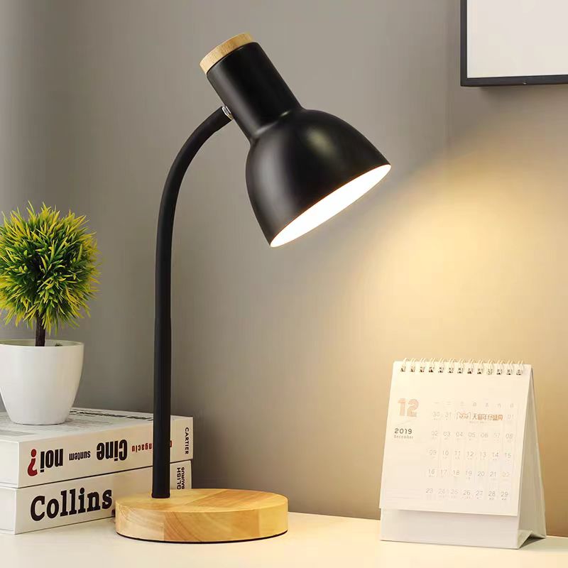 Elegant Nordic-style solid wood LED desk lamp offering ideal reading light for home spaces