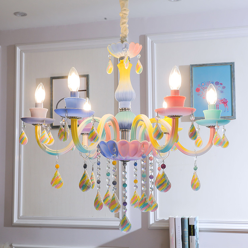Elegant Rainbow Crystal Chandelier lighting for European-style candle lamps in bedrooms, living rooms, and dining areas