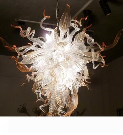 Elegant vintage glass chandelier with leaf design for living room or foyer lighting