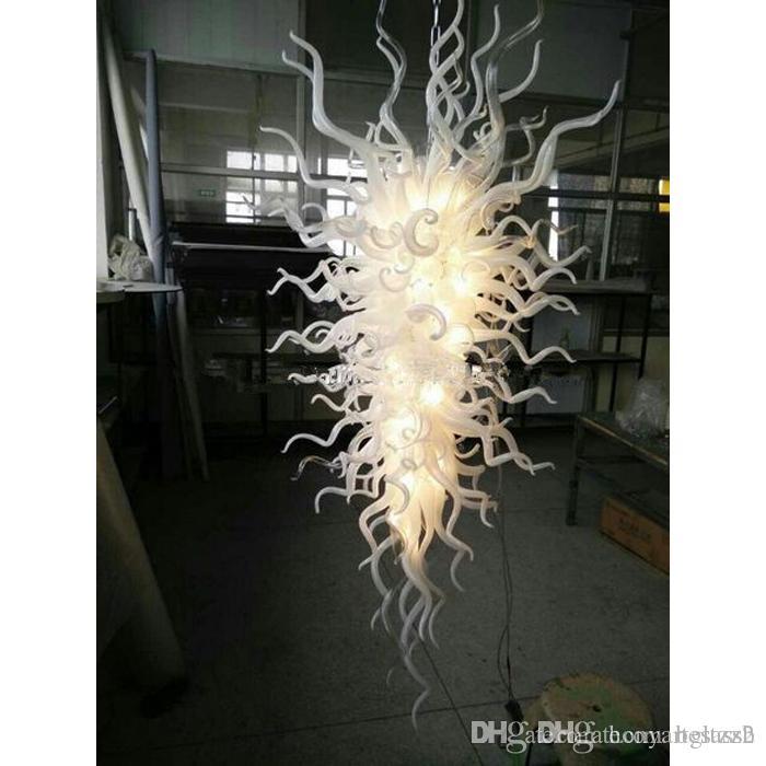 Elegant white crystal chandelier crafted by Italian glass artisans for home decor