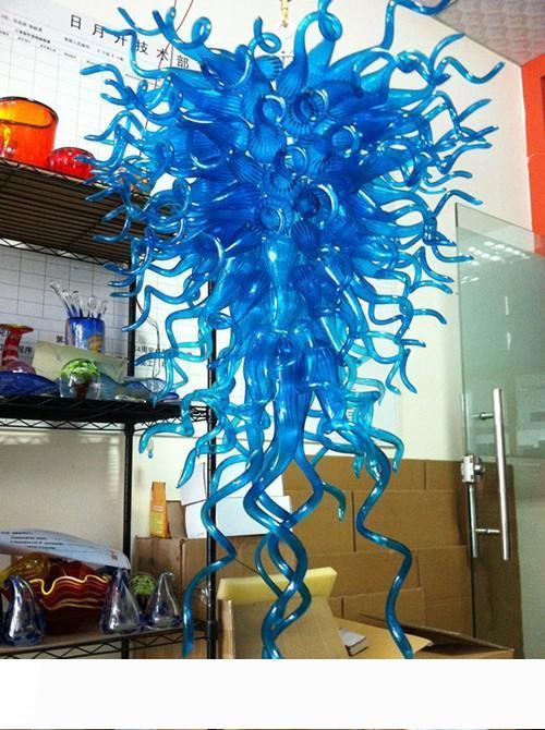 Energy-efficient large blue handcrafted glass chandelier with E14 crystal at factory direct pricing