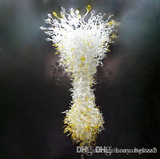 Europe Giant White Art Glass Chandelier in Modern Murano Style for Hallway and Stair Decoration