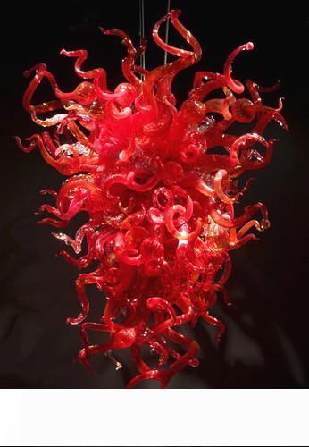 Europe Style Red Hand Blown Glass Chandelier Pendant for Modern Hotel and Villa Decor