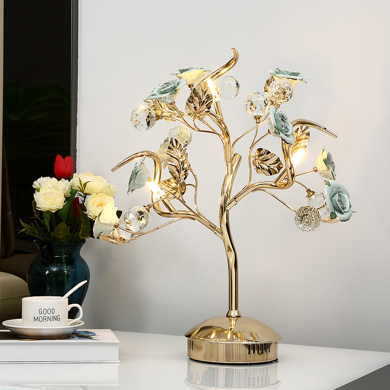 European ceramic LED table lamp for modern home decor in living room, study, or bedroom, also ideal for weddings and luxury hotel settings