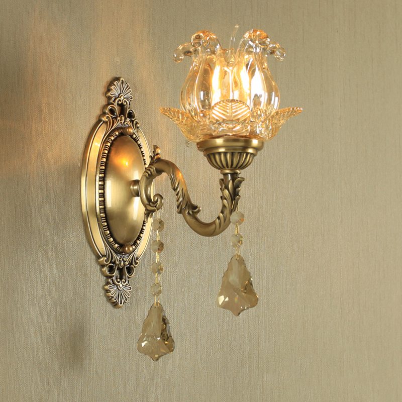 European crystal wall lamp for living room TV backdrop, bedroom nightstand, or hotel corridor lighting