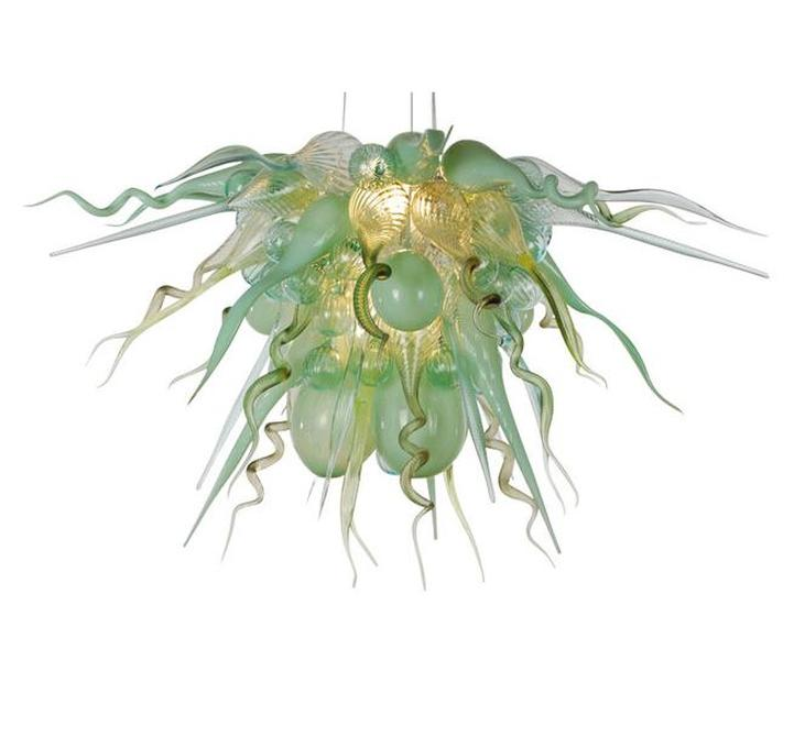 European Hand Blown Glass Chandelier with Multi-Colored LED Lights for Living Room Decoration