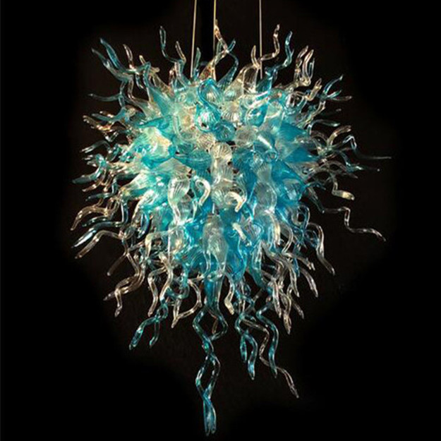 European handcrafted blown glass chandelier lamp in multicolor Murano style for home decor