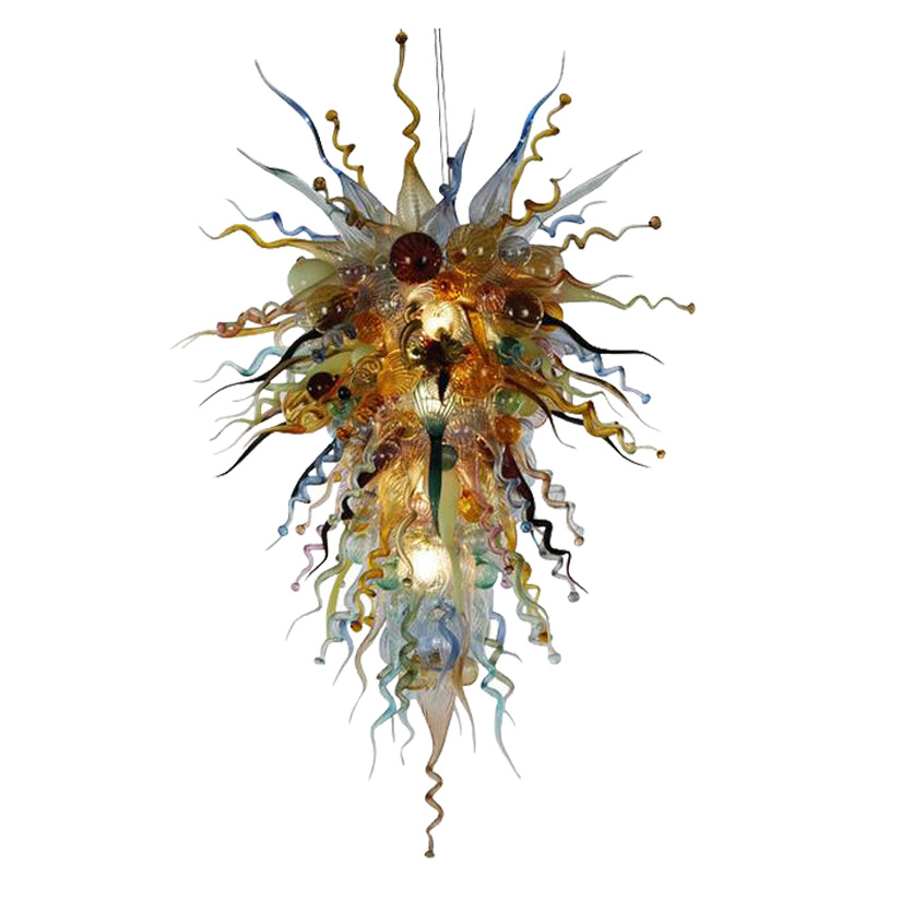 European handcrafted glass chandeliers with LED lighting for elegant pendant lamps in hotel dining rooms and kitchens