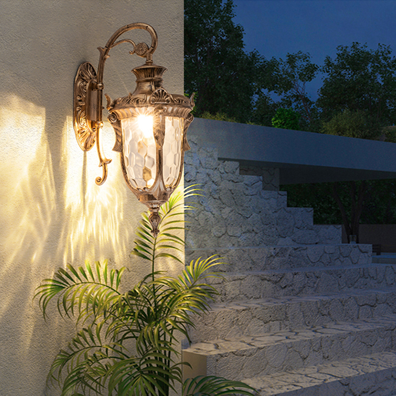 European outdoor solar-powered LED wall lamps for gardens, balconies, parks, and hospital exteriors