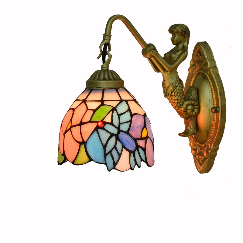 European retro single-headed Tiffany stained glass lamp for living rooms, bedrooms, bars, clubs, aisles, and balconies